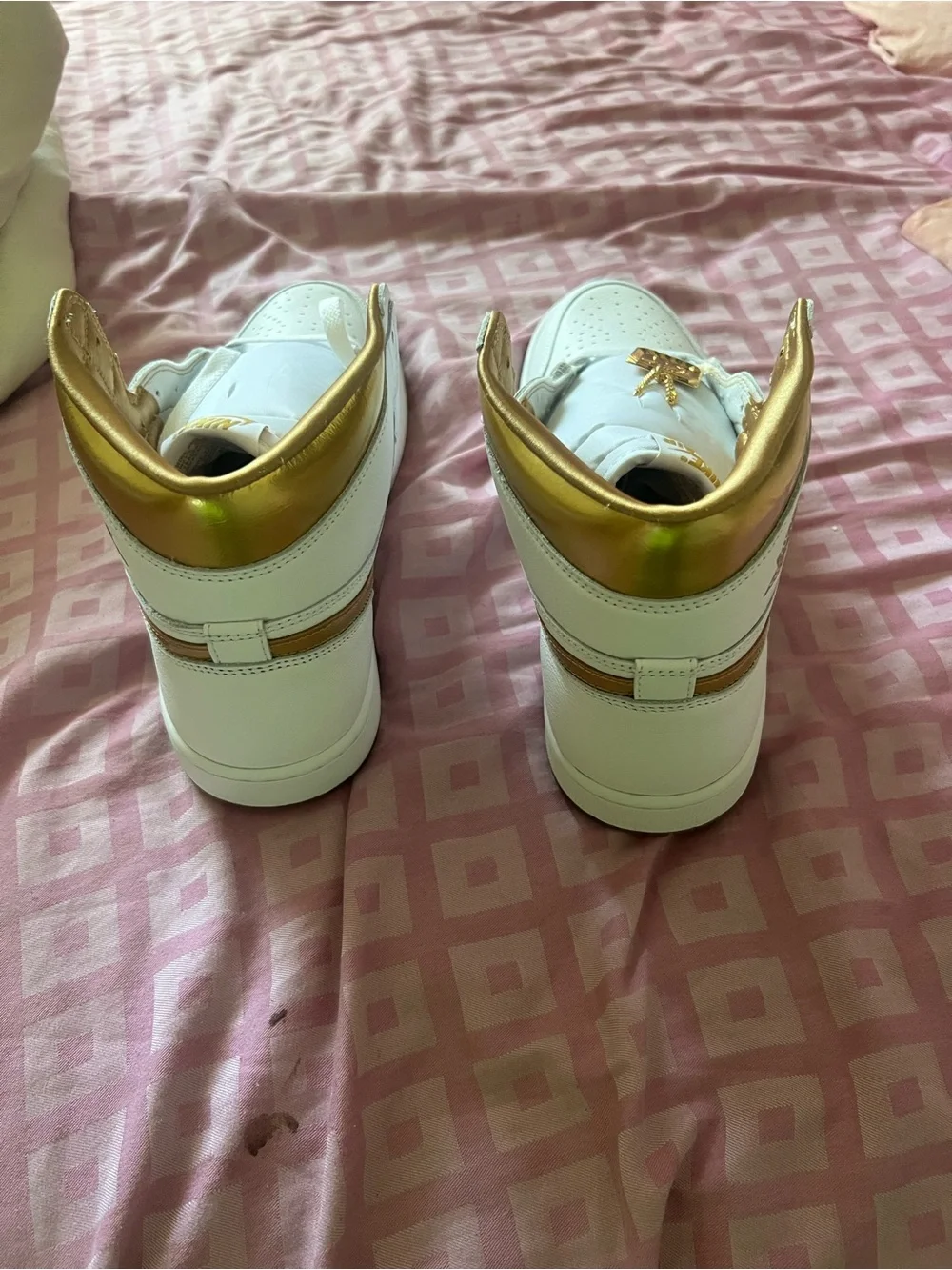 Nike White & Metallic Gold Shoe Box with Size Label